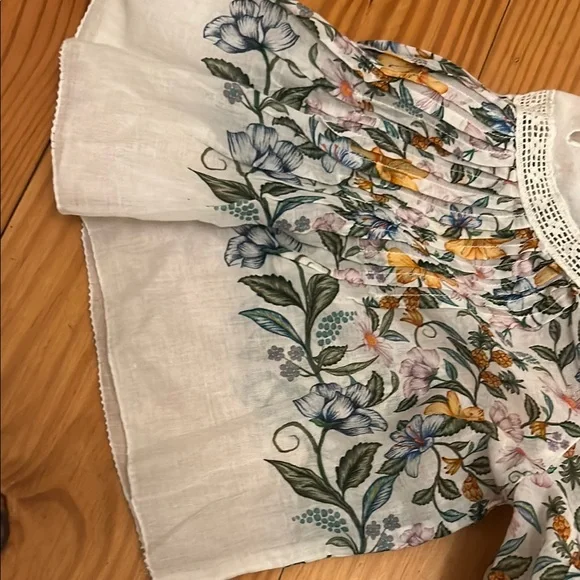 NWT Farm Rio for Anthropologie White Ruffled Smocked Mini Dress